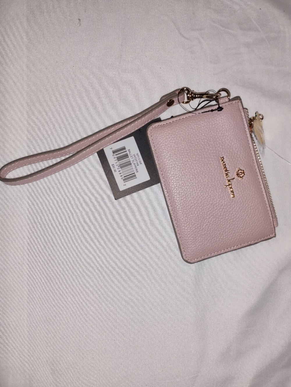 Nanette Lepore Pale Pink Leather Cardholder Wristlet with Gold Hardware